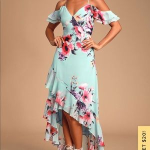 LuLus Floral Print Off-the-Shoulder High-low Dress